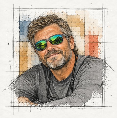 Illustrated portrait of Ben Bhitaker