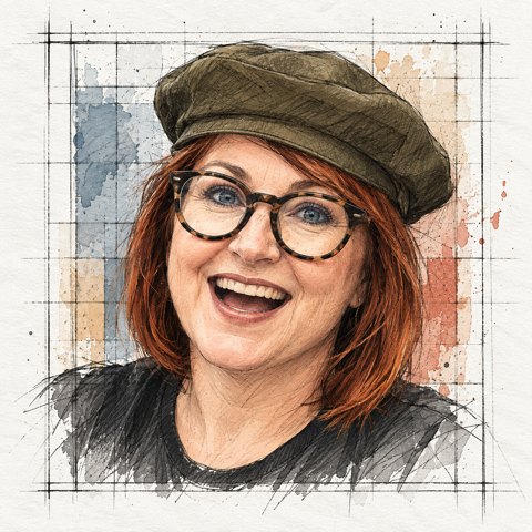Illustrated portrait of Cathrin Yoder