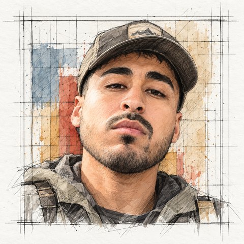 Illustrated portrait of Jonathan M.