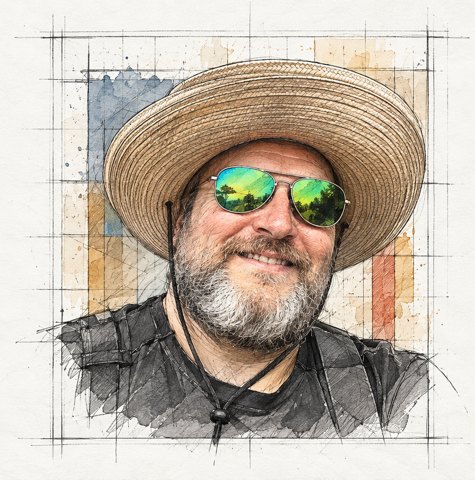 Illustrated portrait of Mark Meier